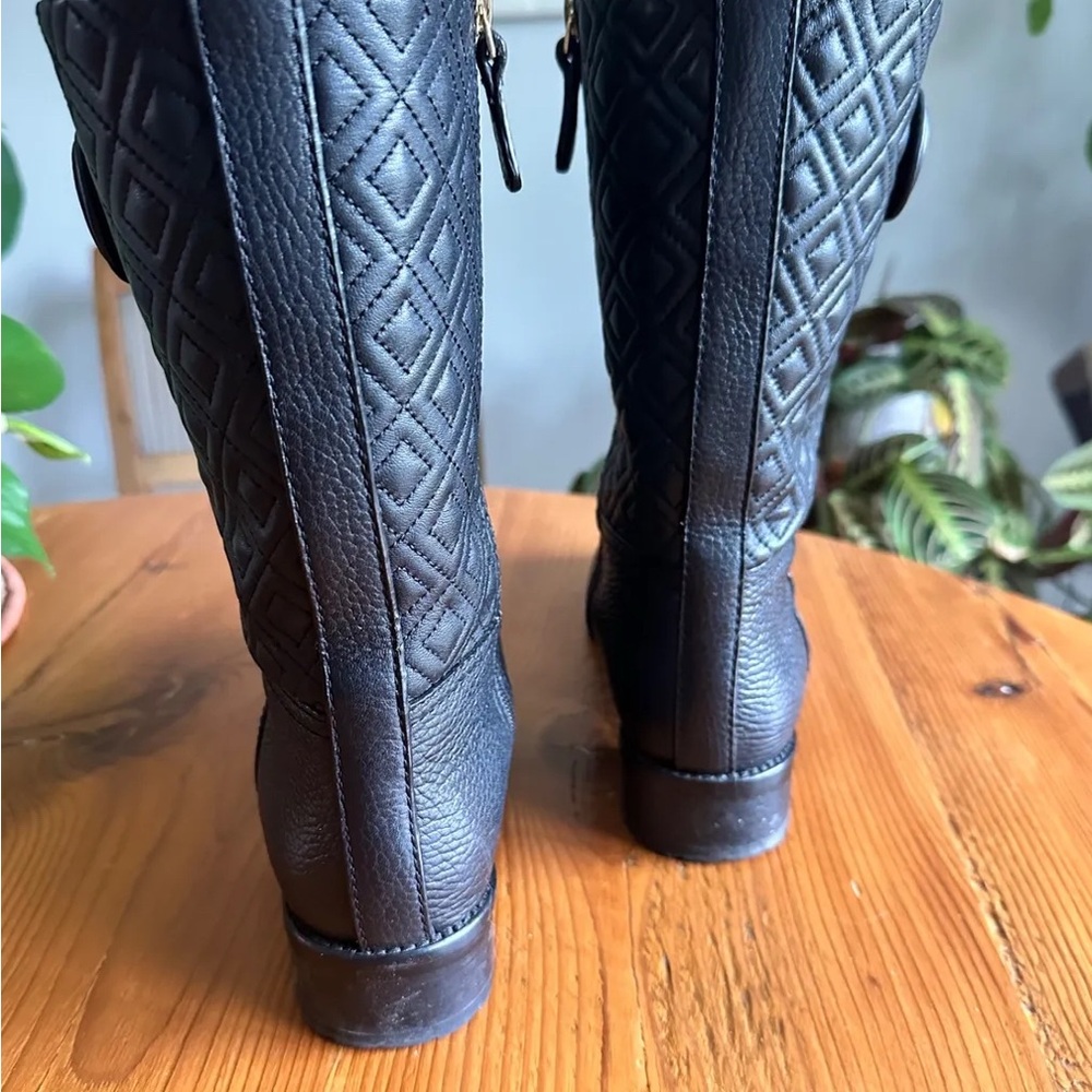 Tory Burch Black Quilted Boots - Picture 5 of 7